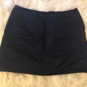 Blue Faux Velvet A Line Skirt